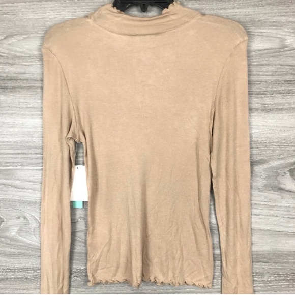 Abound Ribbed Lettuce Edge Mock Neck Top - Picture 4 of 6